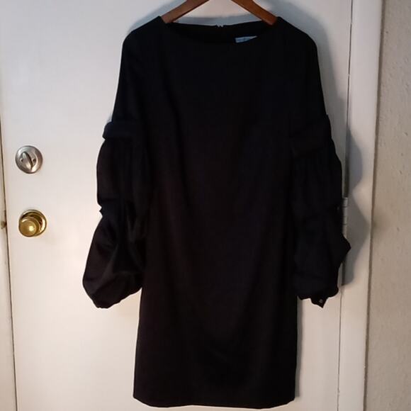 Antonio Melani Black Balloon Sleeve Shift Dress 0 Party Castlecore Fairycore - Picture 1 of 8
